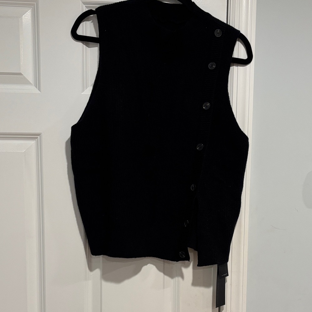 Elegant Black Button-Up Turtleneck Sweater